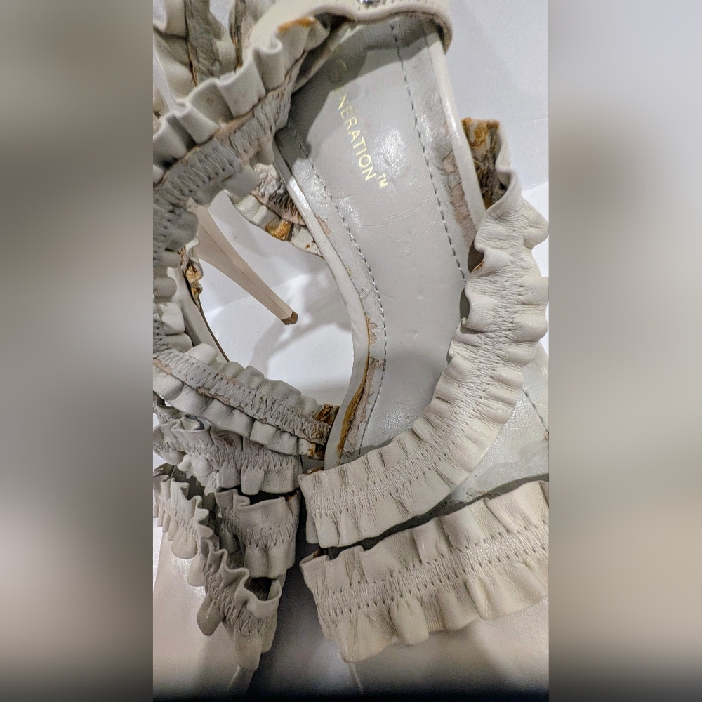 BCBGeneration Cream Ruffle Stiletto Heels - Picture 6 of 10